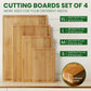 Zimonto - 4-piece extra large kitchen bamboo cutting board set, heavy duty cutting board with juice groove, inner handle design.