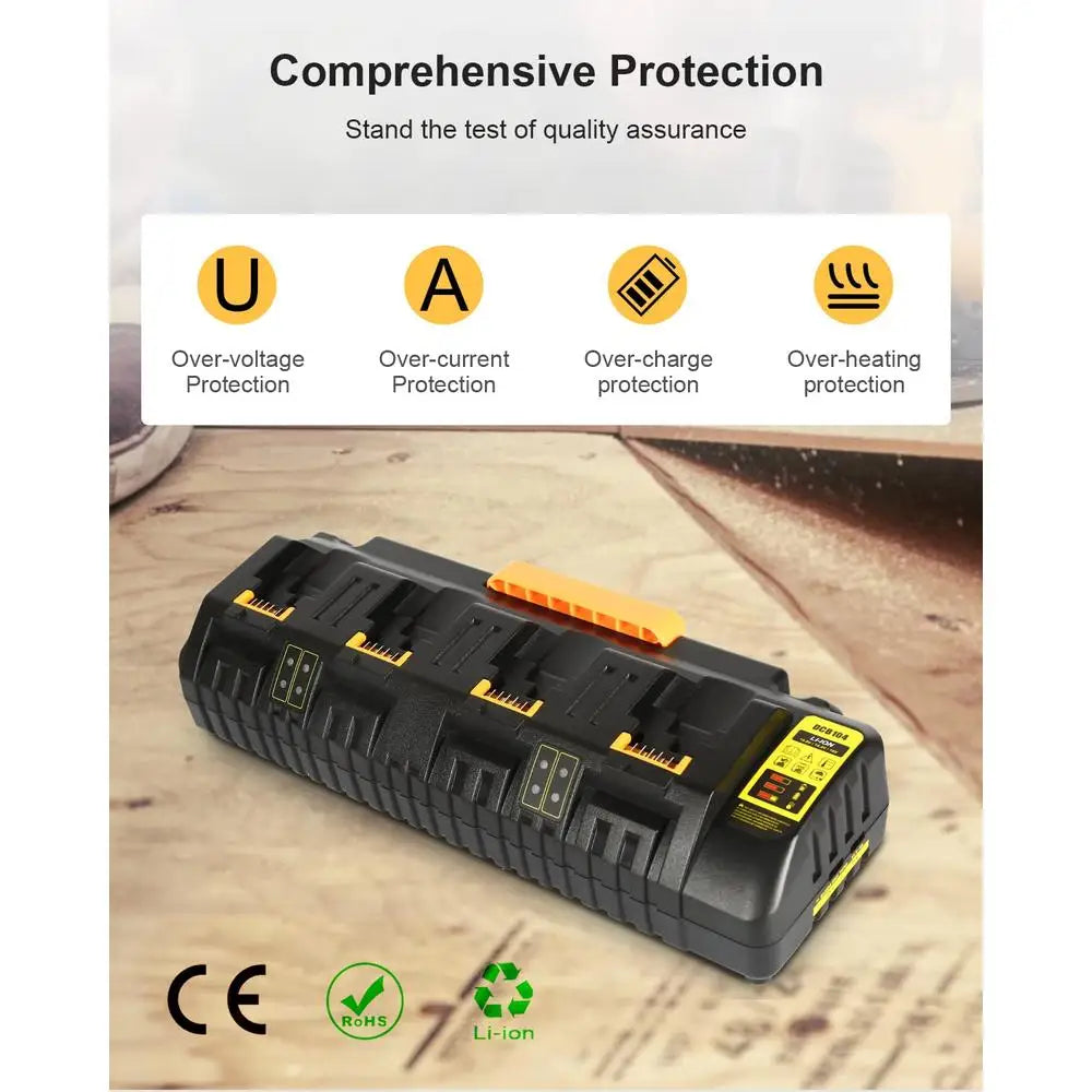 Zimonto - Battery Charger Station Dewalt DCB120 DCB124 DCB127 DCB204 DCB205-2 DCB206 4-Port Fast Charging LED Display Dual USB