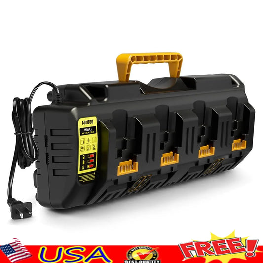 Zimonto - Battery Charger Station Dewalt DCB120 DCB124 DCB127 DCB204 DCB205-2 DCB206 4-Port Fast Charging LED Display Dual USB
