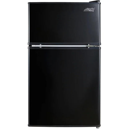 Zimonto - 3.2 Cu Ft Two Door Mini Fridge with Freezer, Stainless Steel, E-star United States Black