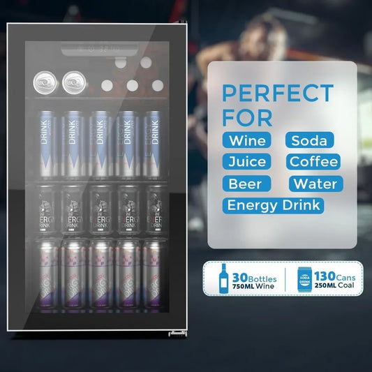 Zimonto - Beverage Refrigerator and Cooler, Mini Fridge 130 Can, Little Cooler with Digital Display 32~61℉, Refrigerator with 4 Shelves