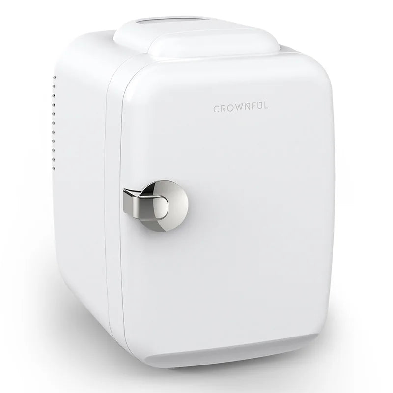 Zimonto - Crownful 4L Mini Fridge 110V 220V Beauty Makeup Skincare Refrigerator AC/DC Heated Cooling Beauty Refrigerator Car Mini Fridge United States WHITE
