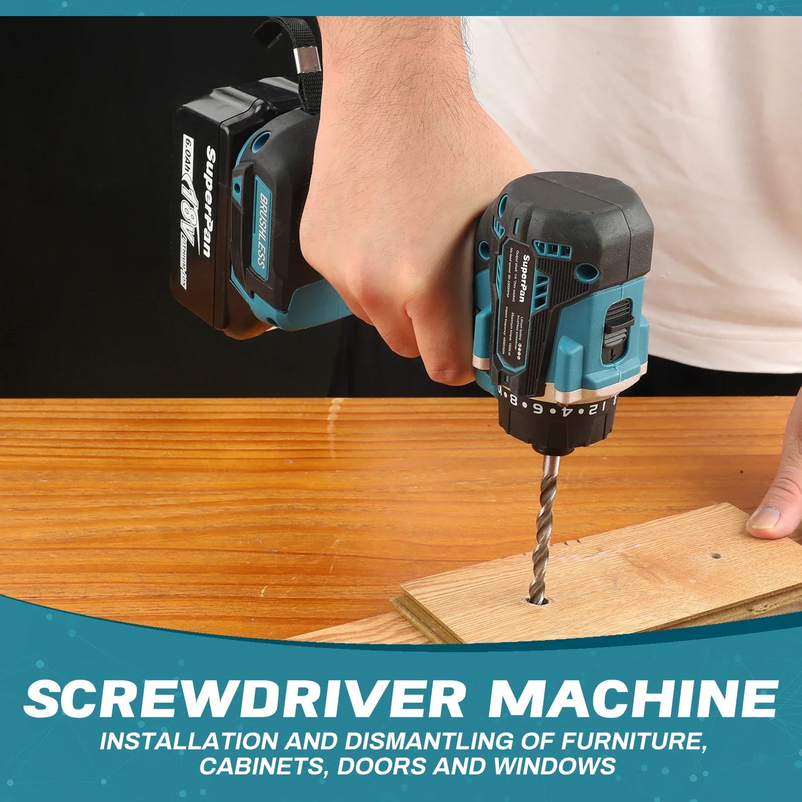 Zimonto - Superpan Brushless Motor Cordless Impact Drill Electric Screwdriver Electric Hammer Hand Lithium-Ion Battery Power Tools