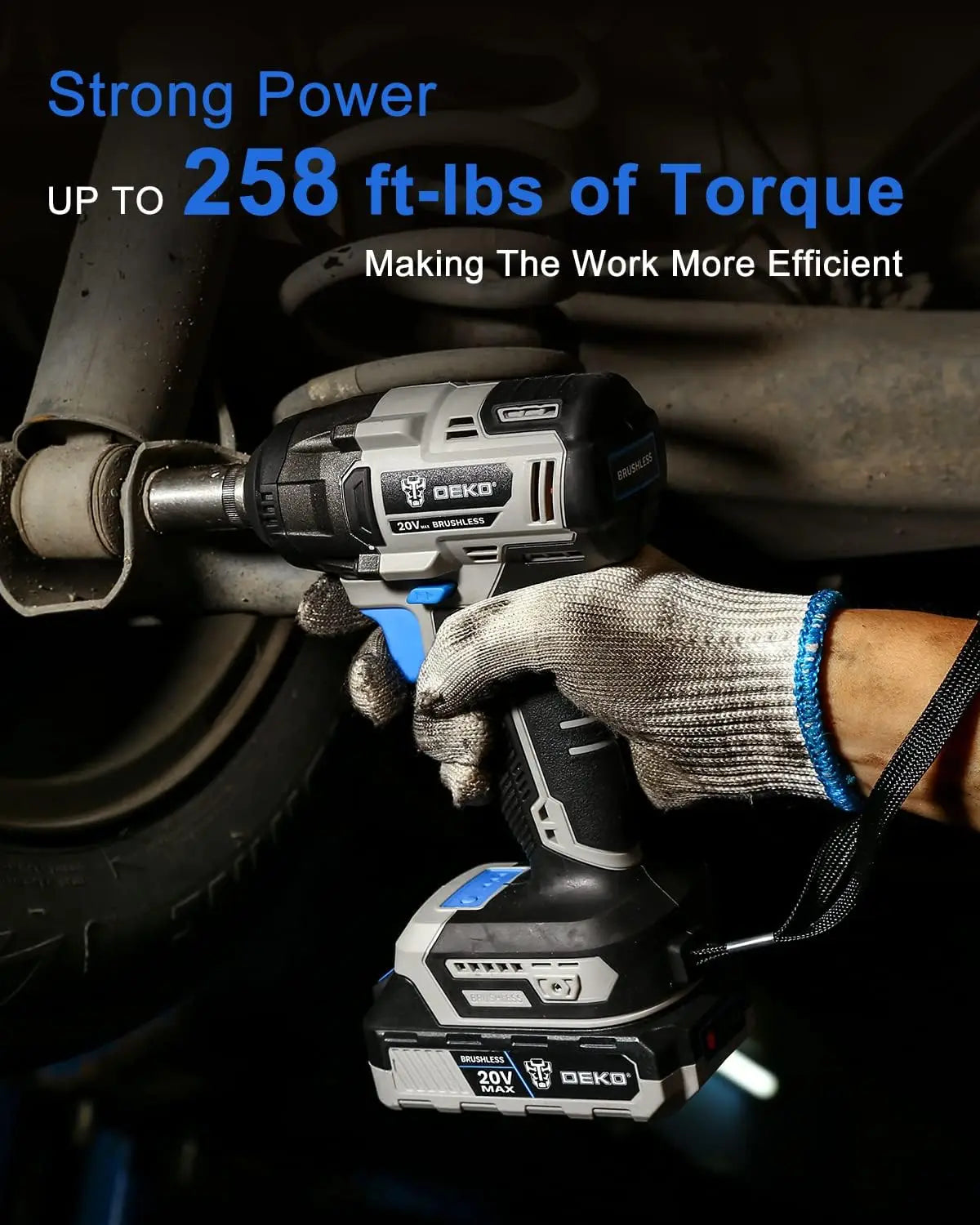 Zimonto - DEKO Cordless Impact Wrench 1/2inch,20V Power Impact Wrench