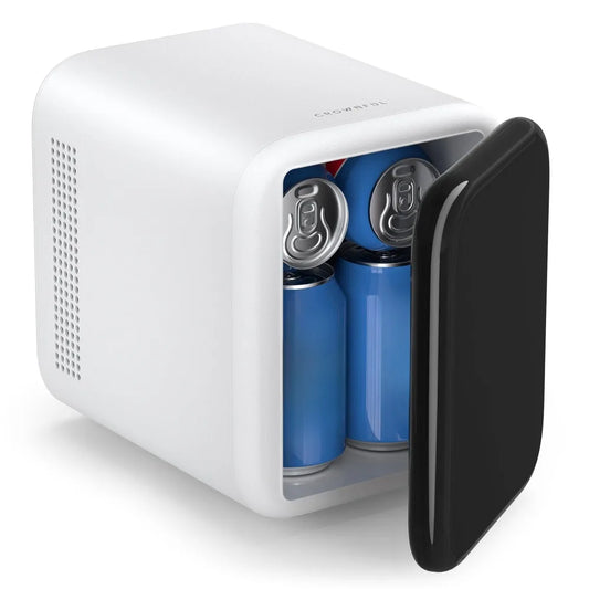 Zimonto - Mini Fridge, 4 Liter/6 Cans Portable Skincare Fridge, AC/DC Cooler and Warmer Personal Refrigerator for Bedroom, Car United States Matte White