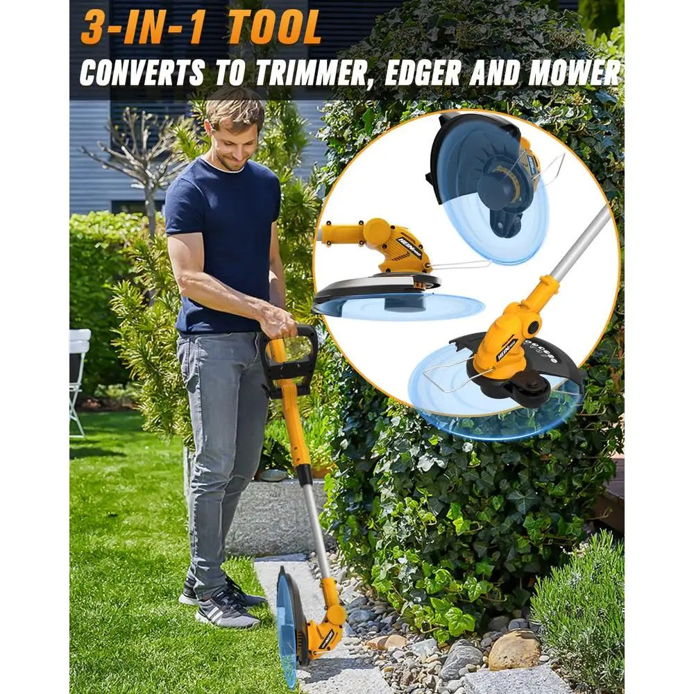 Zimonto - Cordless String Trimmer Edger Compact 3-in-1 Tool Compatible with Dewalt 20V MAX Battery Automatic Line Feed 12" Weed Wacker