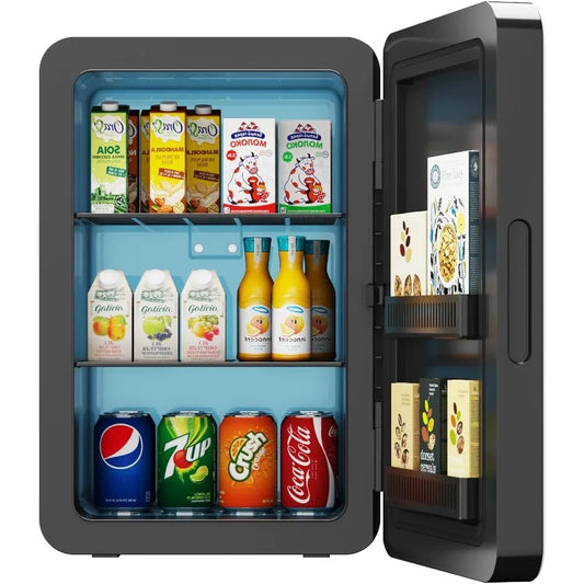 Zimonto - 22L/30Cans Mini Fridge for Bedroom, 12v DC Portable Cooler & Warmer, Mini Refrigerator with Glass Front, for Car Office Desk United States Black01