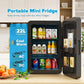 Zimonto - 22L/30Cans Mini Fridge for Bedroom, 12v DC Portable Cooler & Warmer, Mini Refrigerator with Glass Front, for Car Office Desk