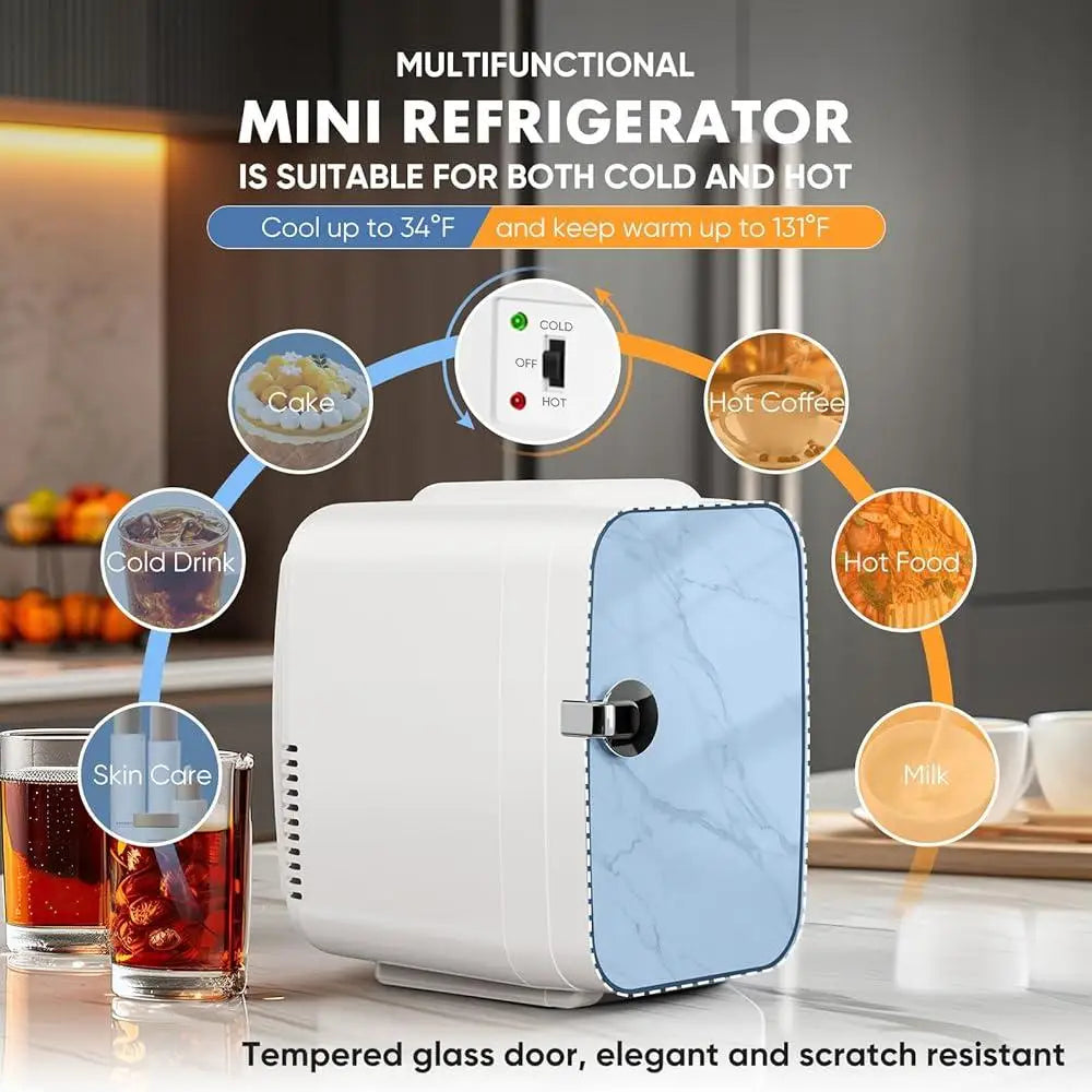 Zimonto - Portable Mini Fridge Thermoelectric Cooler Warmer Food Drinks Skincare Compact Quiet Operation Ideal Travel Office Home
