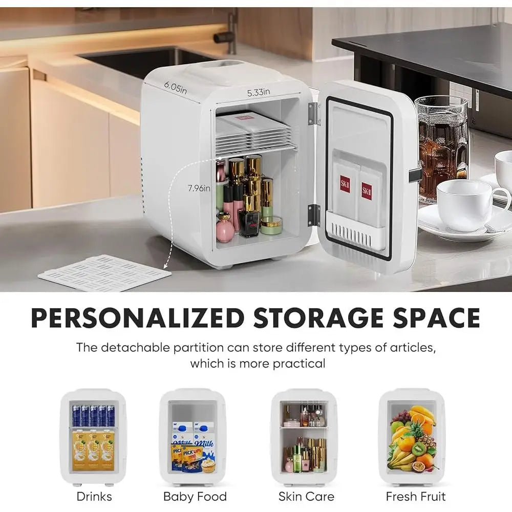 Zimonto - Portable Mini Fridge Thermoelectric Cooler Warmer Food Drinks Skincare Compact Quiet Operation Ideal Travel Office Home