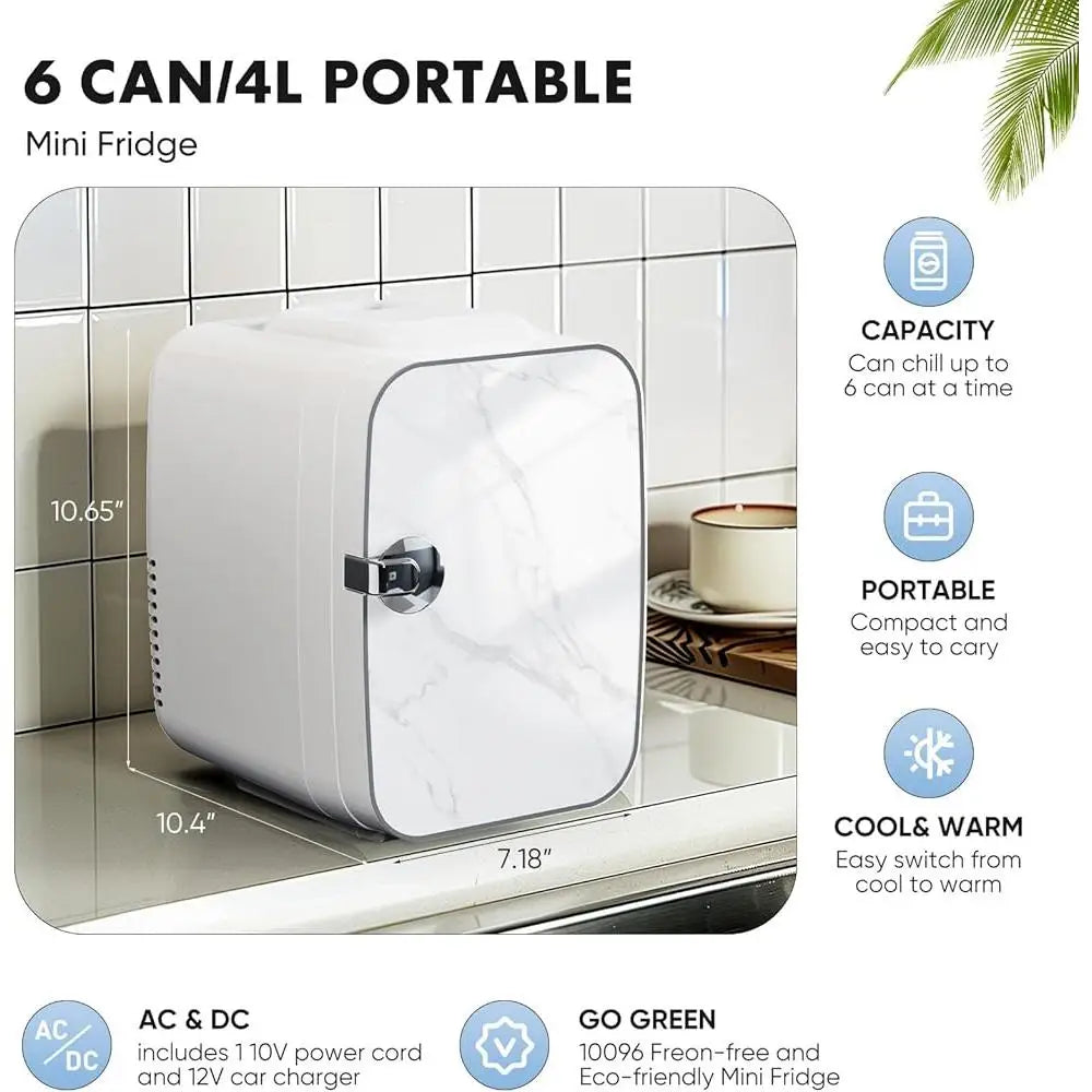 Zimonto - Portable Mini Fridge Thermoelectric Cooler Warmer Food Drinks Skincare Compact Quiet Operation Ideal Travel Office Home