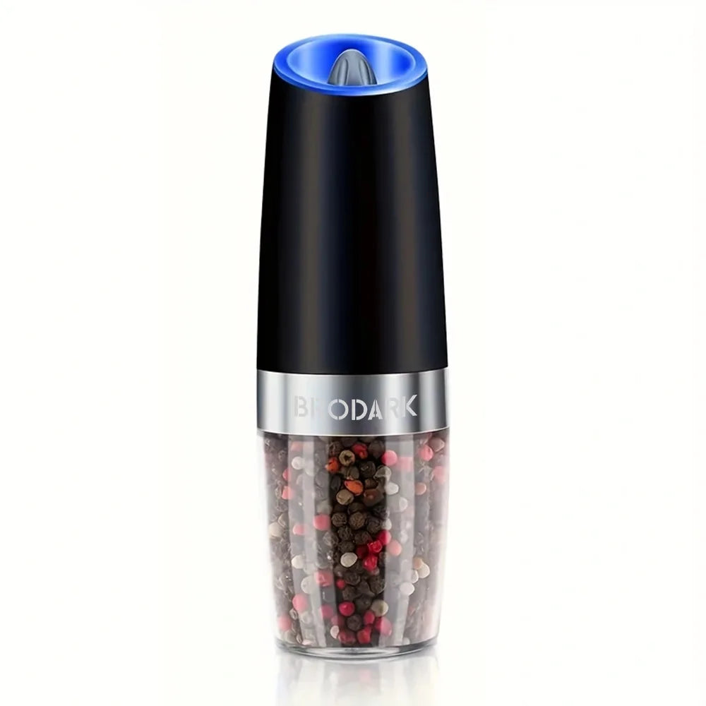 Zimonto - 1/2pcs Gravity Electric Salt And Pepper Grinder Set, Battery Powered LED Light One HandAutomatic Operation United States black-1pc