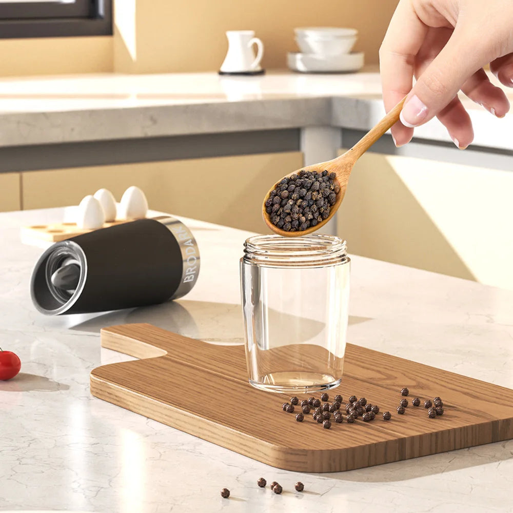 Zimonto - 1/2pcs Gravity Electric Salt And Pepper Grinder Set, Battery Powered LED Light One HandAutomatic Operation