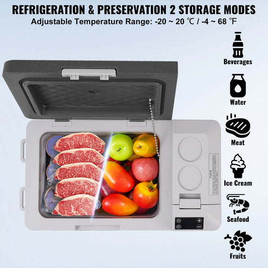 Zimonto - VEVOR 25L Car Refrigerator, 12V Car Fridge, Single Zone Portable Freezer, -4℉-68℉ Temperature,Compressor Cooler for Home,Outdoor
