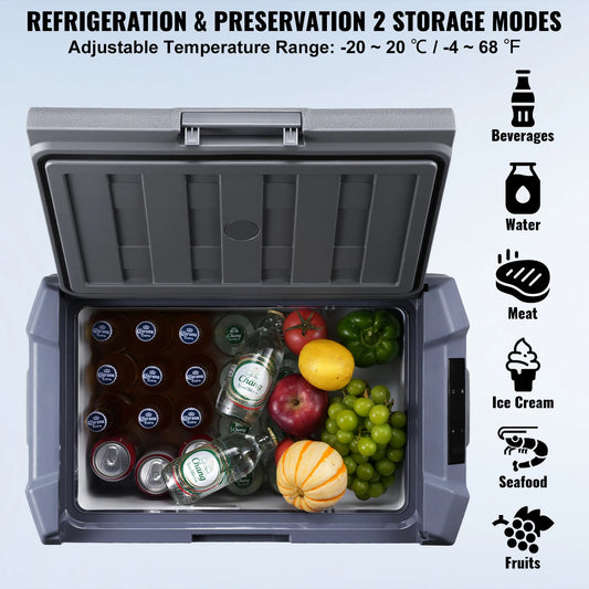 Zimonto - VEVOR 37L Car Refrigerator, 12V Car Fridge, Single Zone Portable Freezer, -4℉-68℉, 12/24V DC and 100-240V AC Compressor Cooler