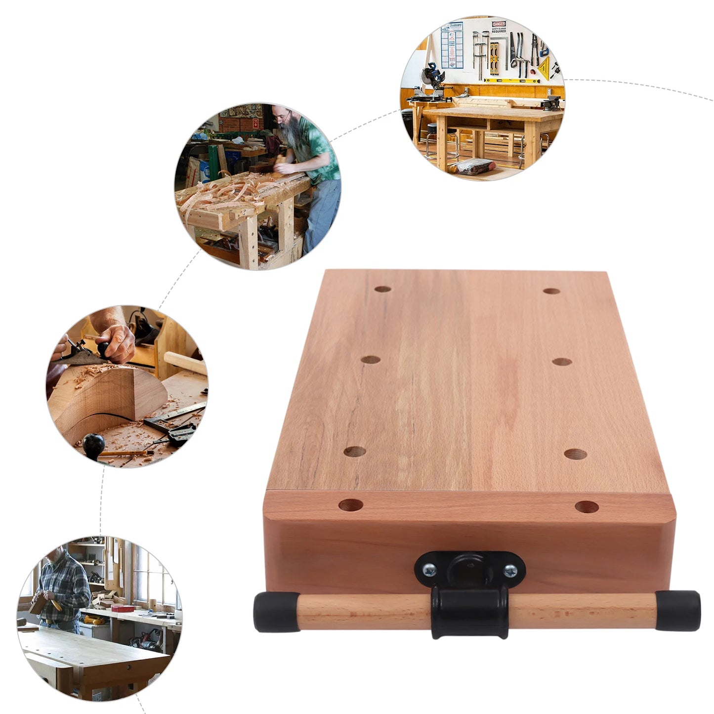 Zimonto - Woodworking Bench Vise with 4 Bench Dogs and 2 Clips Wood Bench Vises Kit for Garage Studios United States WOOD
