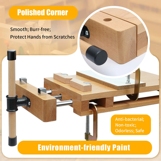 Zimonto - Woodworking Bench Vise with 4 Bench Dogs and 2 Clips Wood Bench Vises Kit for Garage Studios