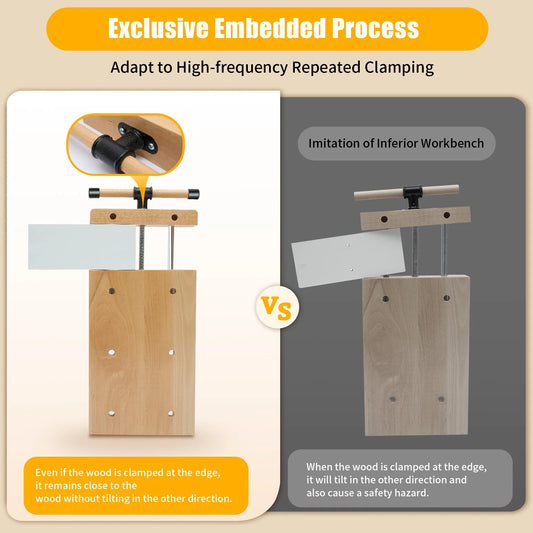 Zimonto - Woodworking Bench Vise with 4 Bench Dogs and 2 Clips Wood Bench Vises Kit for Garage Studios