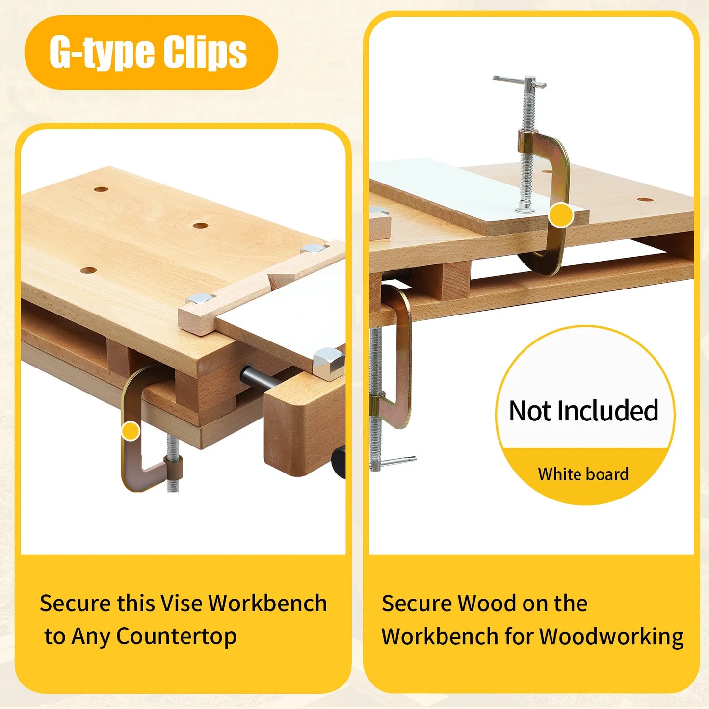 Zimonto - Woodworking Bench Vise with 4 Bench Dogs and 2 Clips Wood Bench Vises Kit for Garage Studios