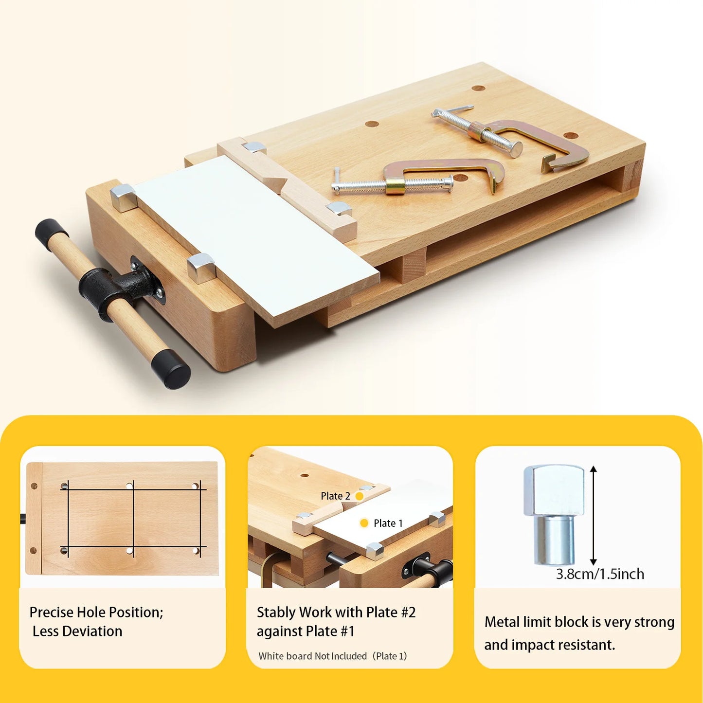 Zimonto - Woodworking Bench Vise with 4 Bench Dogs and 2 Clips Wood Bench Vises Kit for Garage Studios