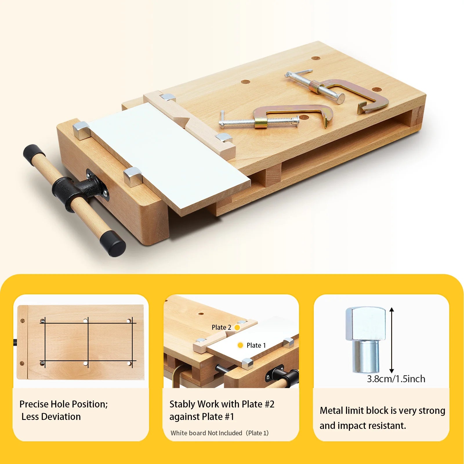 Zimonto - Woodworking Bench Vise with 4 Bench Dogs and 2 Clips Wood Bench Vises Kit for Garage Studios