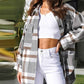 Womens Casual Plaid Flannel Shacket Jacket with Pockets