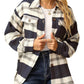 Womens Casual Plaid Flannel Shacket Jacket with Pockets
