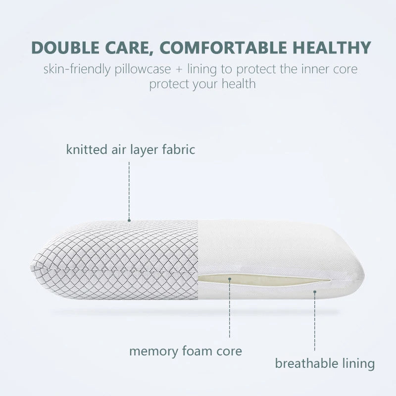 Zimonto - Bamboo Fiber Skin-friendly Memory Foam Pillow Slow Rebound Bread Pillow Single Hotel B&B Cervical Neck Care Home Pillow Core