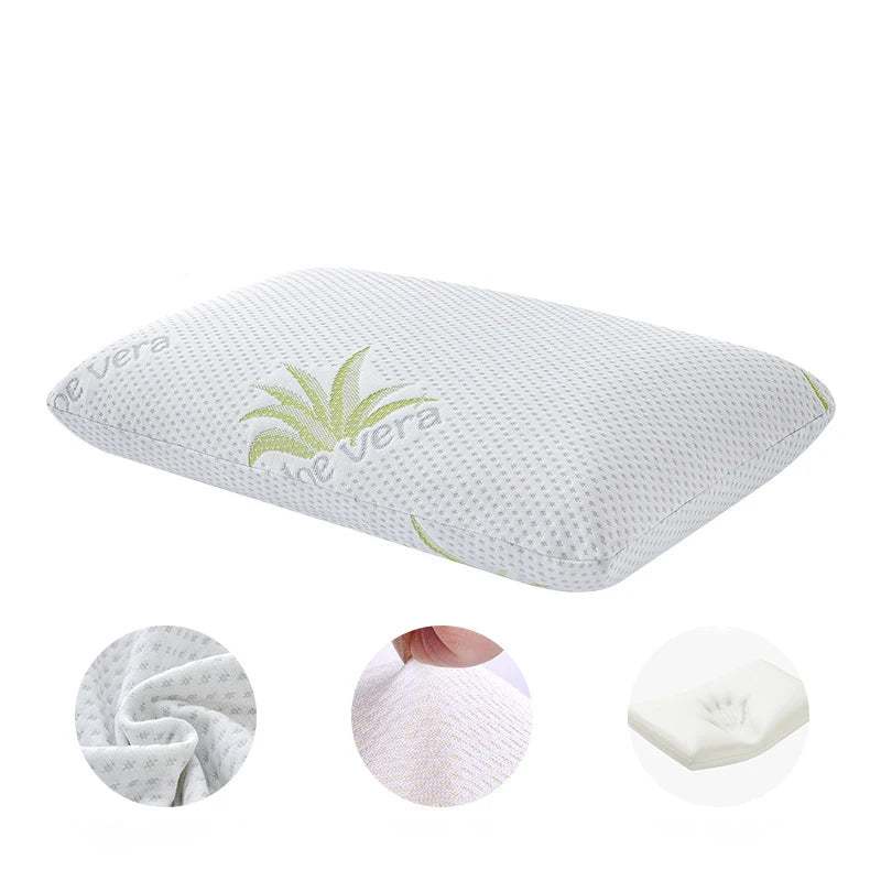 Zimonto - Bamboo Fiber Skin-friendly Memory Foam Pillow Slow Rebound Bread Pillow Single Hotel B&B Cervical Neck Care Home Pillow Core Aloe Vera
