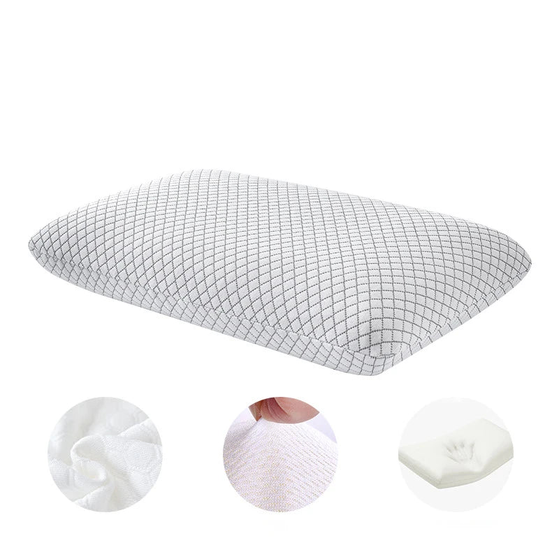 Zimonto - Bamboo Fiber Skin-friendly Memory Foam Pillow Slow Rebound Bread Pillow Single Hotel B&B Cervical Neck Care Home Pillow Core Diamond Grid