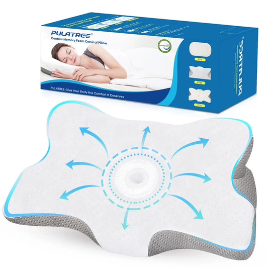 Zimonto - Pulatree New Odorless Orthopedic Pillow For Neck And Shoulder Pain Memory Foam Neck Pillow Ergonomic Sleeping Cervical Pillow