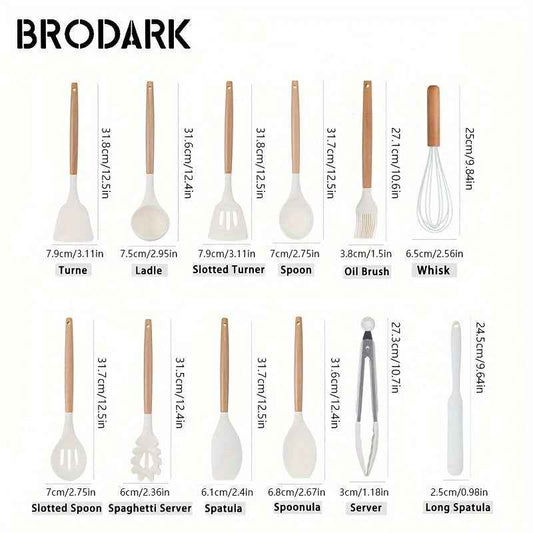 Brodark 44-Piece Non-Stick Silicone Kitchenware Set with Ergonomic Grip and Dishwasher Safe Design