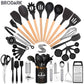 Brodark 44-Piece Non-Stick Silicone Kitchenware Set with Ergonomic Grip and Dishwasher Safe Design