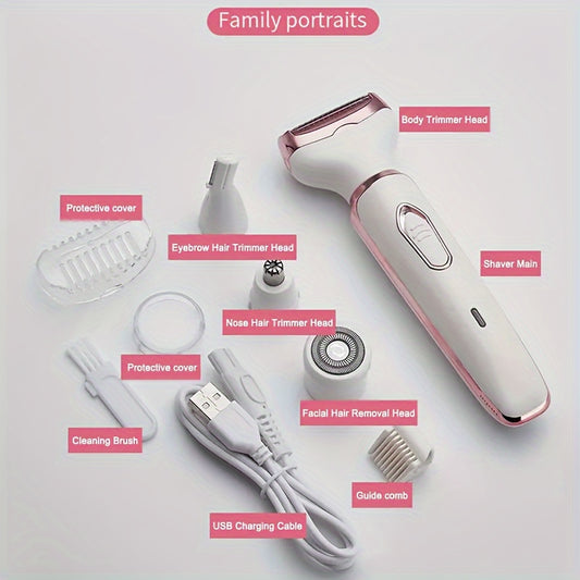 Zimonto - 4in1 Rechargeable Womens Electric Hair Remover Set