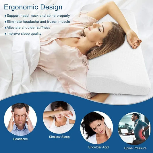 Zimonto - 1 pc Memory Foam Bed Orthopedic Pillow Neck Protection Slow Rebound Memory Pillow Butterfly Shaped Health Cervical Neck