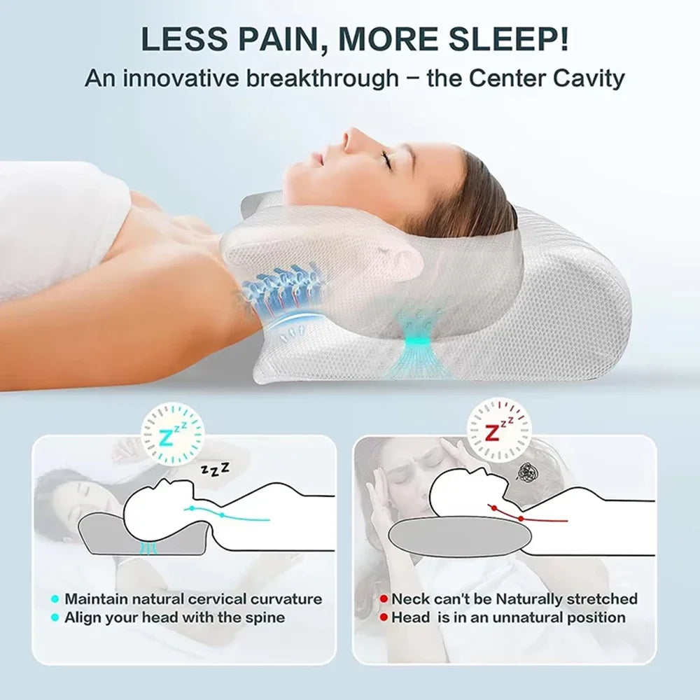 Zimonto - Memory foam pillow for neck pain, ergonomic regular-shaped bed pillow to support side sleepers