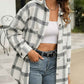 Womens Plaid Shacket Cozy Long Sleeve ButtonUp Jacket