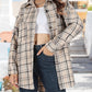 Zimonto - Womens Plaid Shacket Cozy Long Sleeve ButtonUp Jacket Khaki