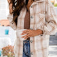 Zimonto - Womens Plaid Shacket Cozy Long Sleeve ButtonUp Jacket Beige