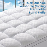 Zimonto - Extra Thick Mattress Pad Cover with 8-21 Inch Deep Pocket, Overfilled with Polyester for Back Relax, Breathable Quilted Fitted