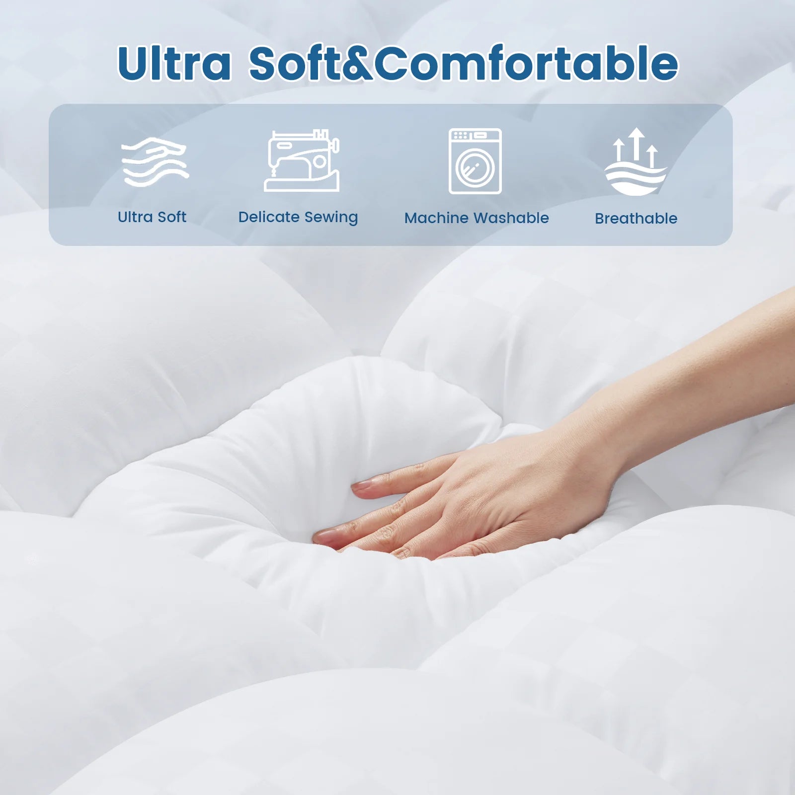 Zimonto - Extra Thick Mattress Pad Cover with 8-21 Inch Deep Pocket, Overfilled with Polyester for Back Relax, Breathable Quilted Fitted