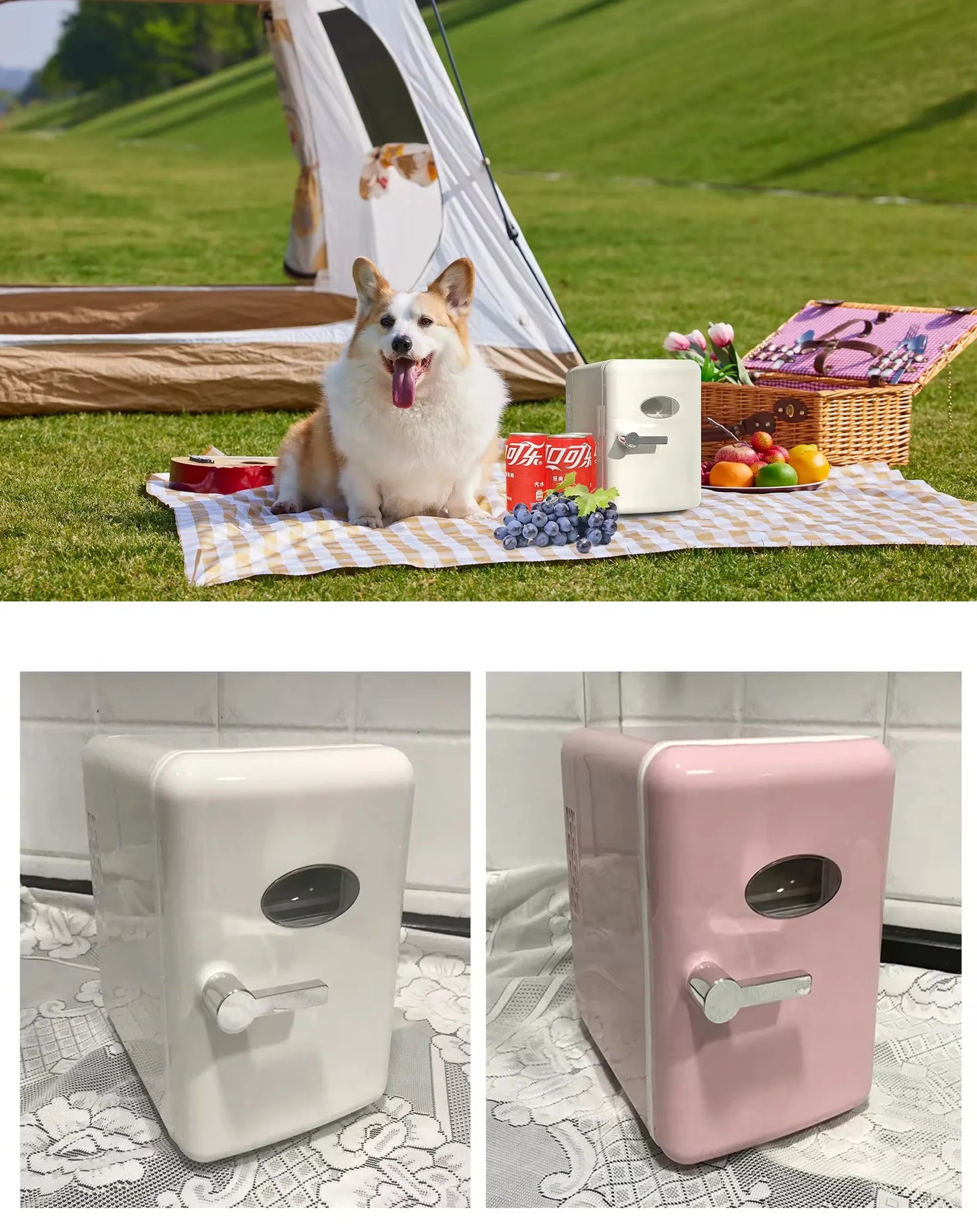 Zimonto - 4L Mini Personal Compressor Refrigerator, Portable Cooler and Warmer Refrigerator for Skin Care,Cosmetics,Beverage,Food,Camping
