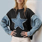 Zimonto - Double Take Raw Edge Star Contrast Sweatshirt Black