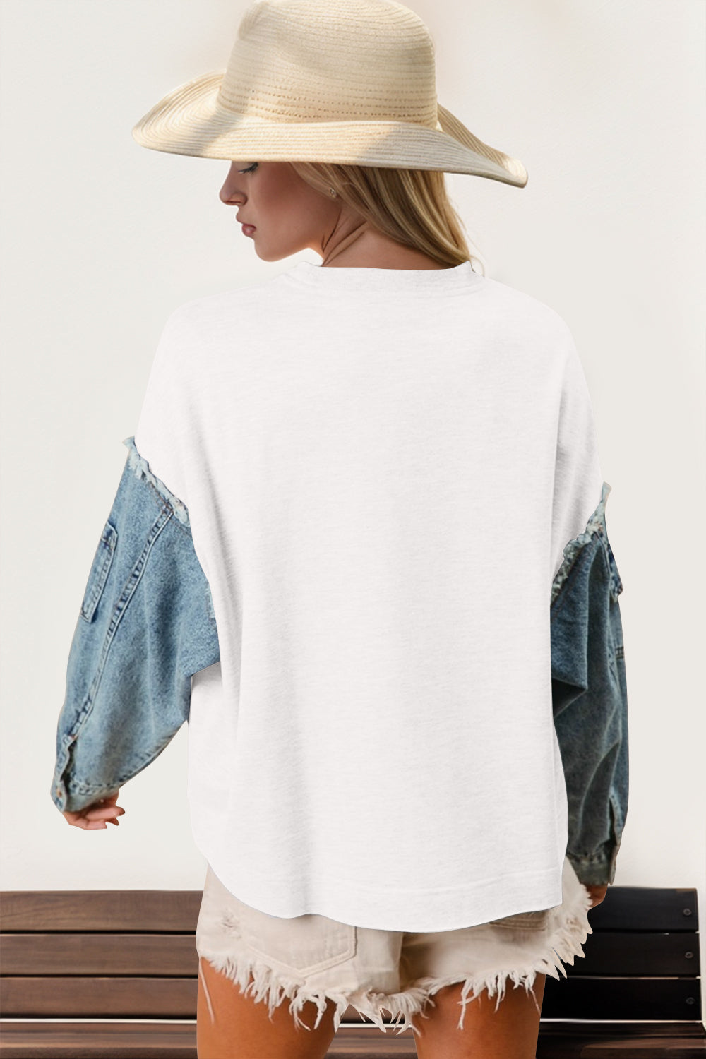Zimonto - Double Take Raw Edge Star Contrast Sweatshirt